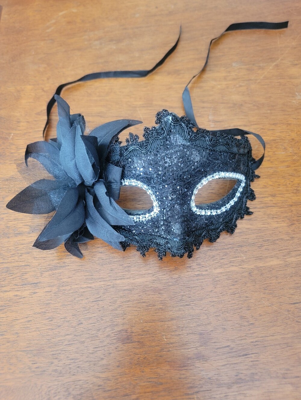 Black lace and bling masquerade mask